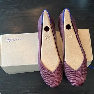 New In Box 💯 Authentic Rothy’s Round Toe Knit Flats, Berry Lattice, Size 9!